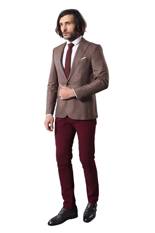 Single Button Plaid Brown Blazer - Wessi sold by Wessi product image thumbnail 3