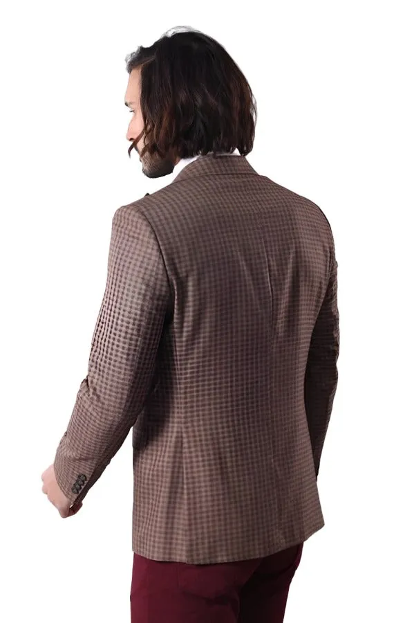 Single Button Plaid Brown Blazer - Wessi sold by Wessi product image thumbnail 4