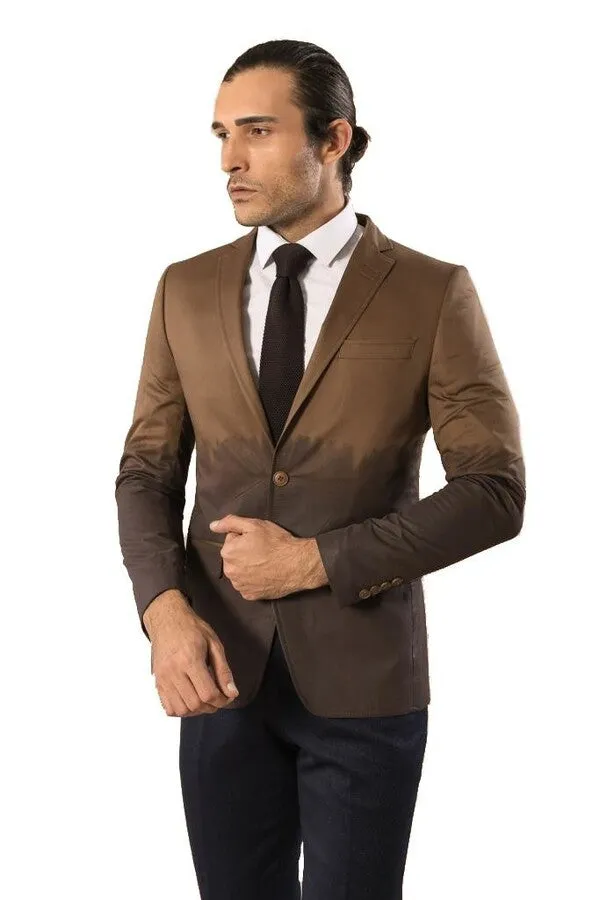 Slim Fit Cotton Brown Blazer - Wessi sold by Wessi
