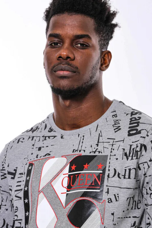 Patterned Slim Fit Grey Sweatshirt - Wessi sold by Wessi