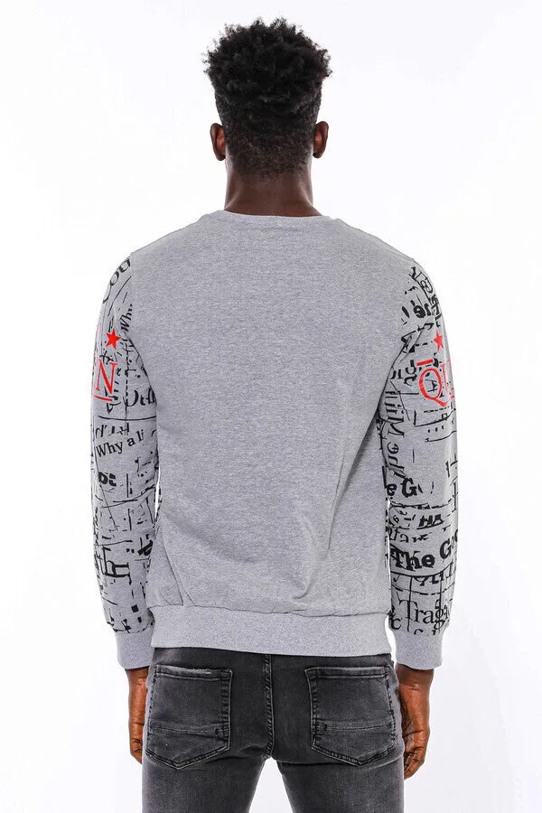 Patterned Slim Fit Grey Sweatshirt - Wessi sold by Wessi product image thumbnail 4