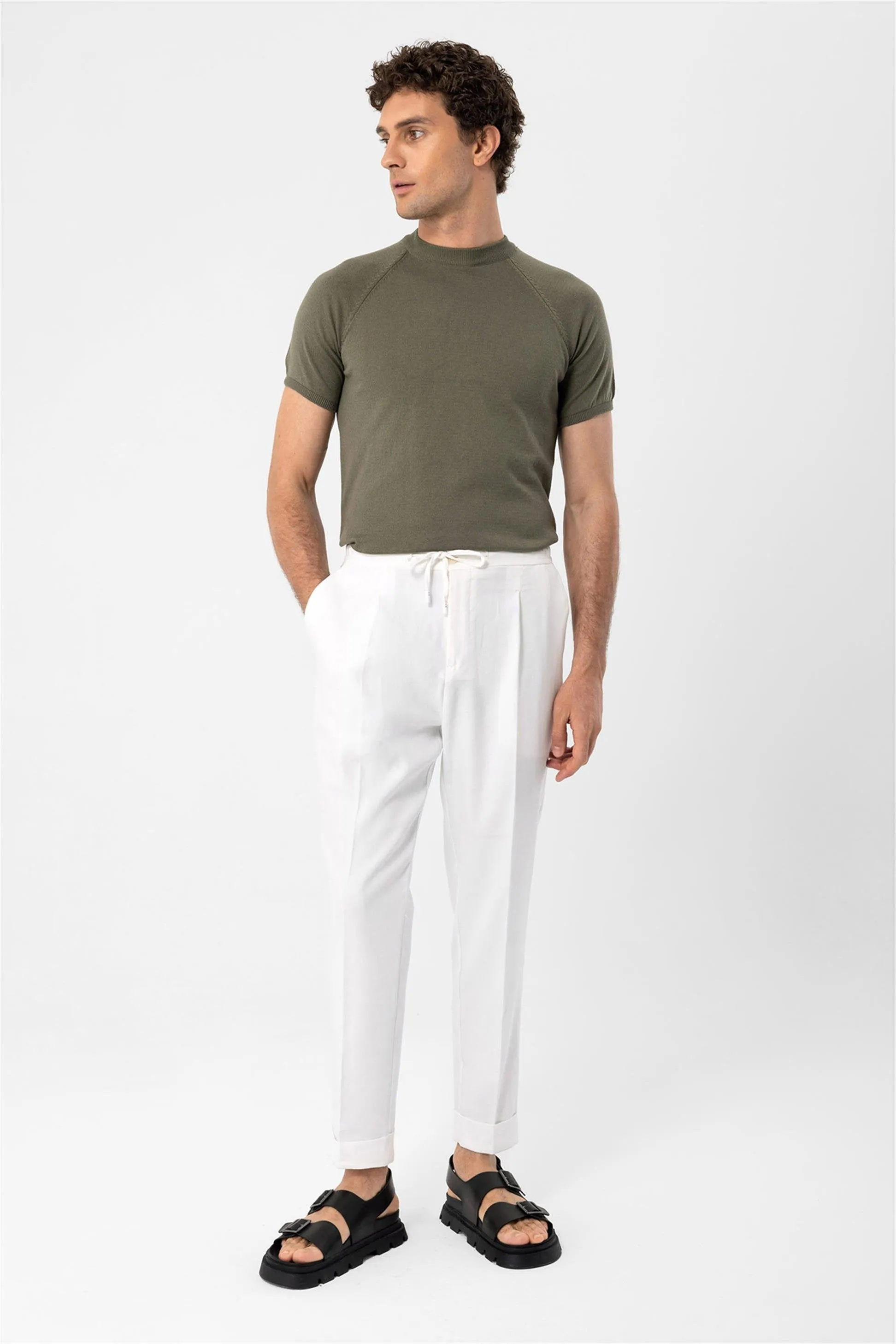 Light Khaki Crew Neck Knitwear T-Shirt - Wessi sold by Wessi product image thumbnail 3