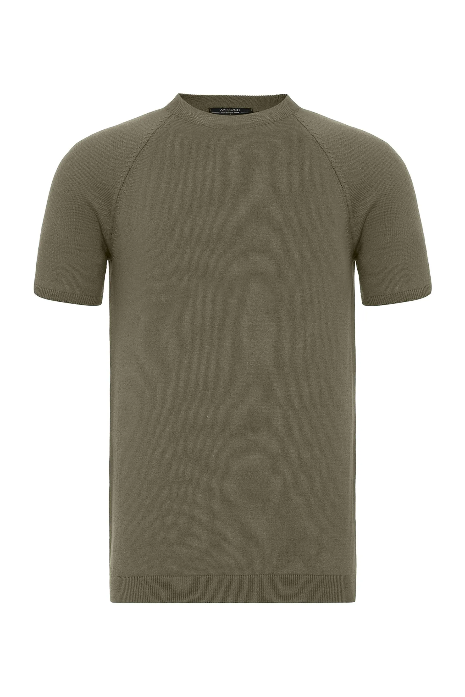 Light Khaki Crew Neck Knitwear T-Shirt - Wessi sold by Wessi