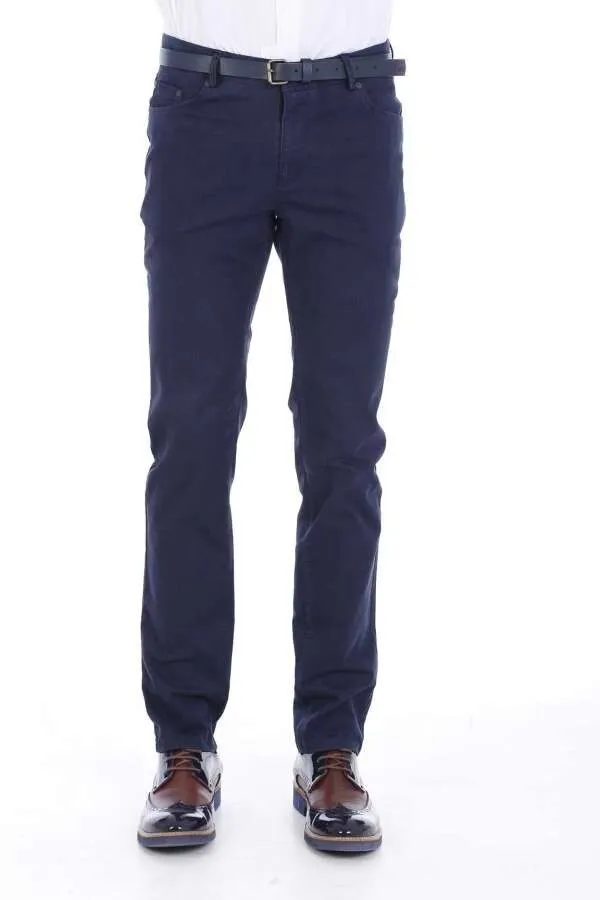 Cotton Five Pockets Navy Blue Men Pants - Wessi sold by Wessi