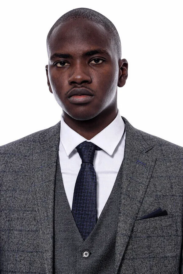 Checked Grey Men 3 Piece Suit - Wessi sold by Wessi product image thumbnail 4