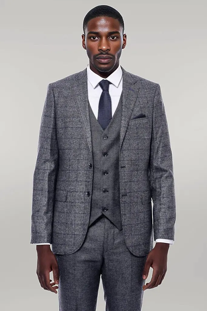 Checked Grey Men 3 Piece Suit - Wessi sold by Wessi product image thumbnail 3