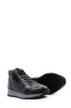 Men's Black Leather High-Top Sneakers with Ribbed Sole - Wessi sold by Wessi