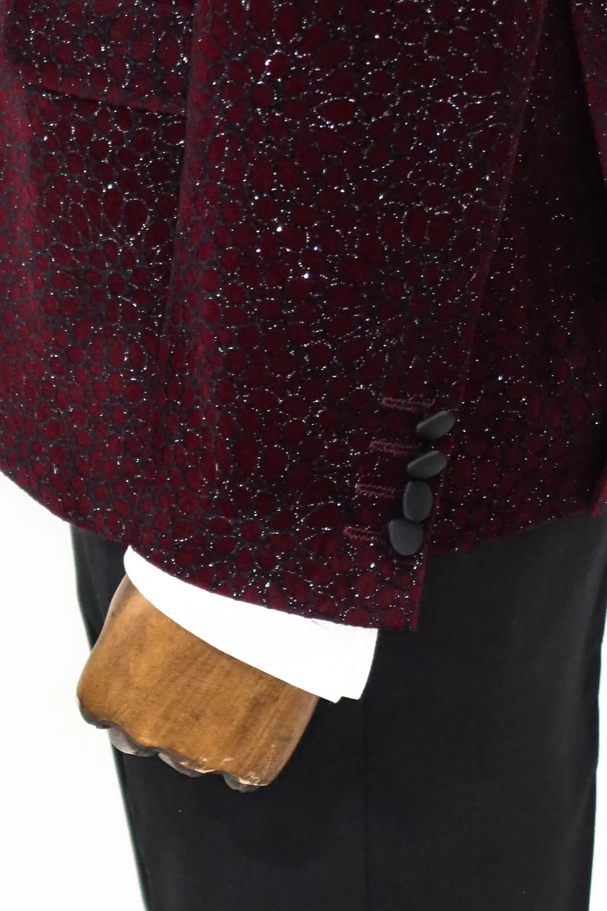 Glitter Floral Patterned Burgundy Men Party Blazer - Wessi sold by Wessi product image thumbnail 5