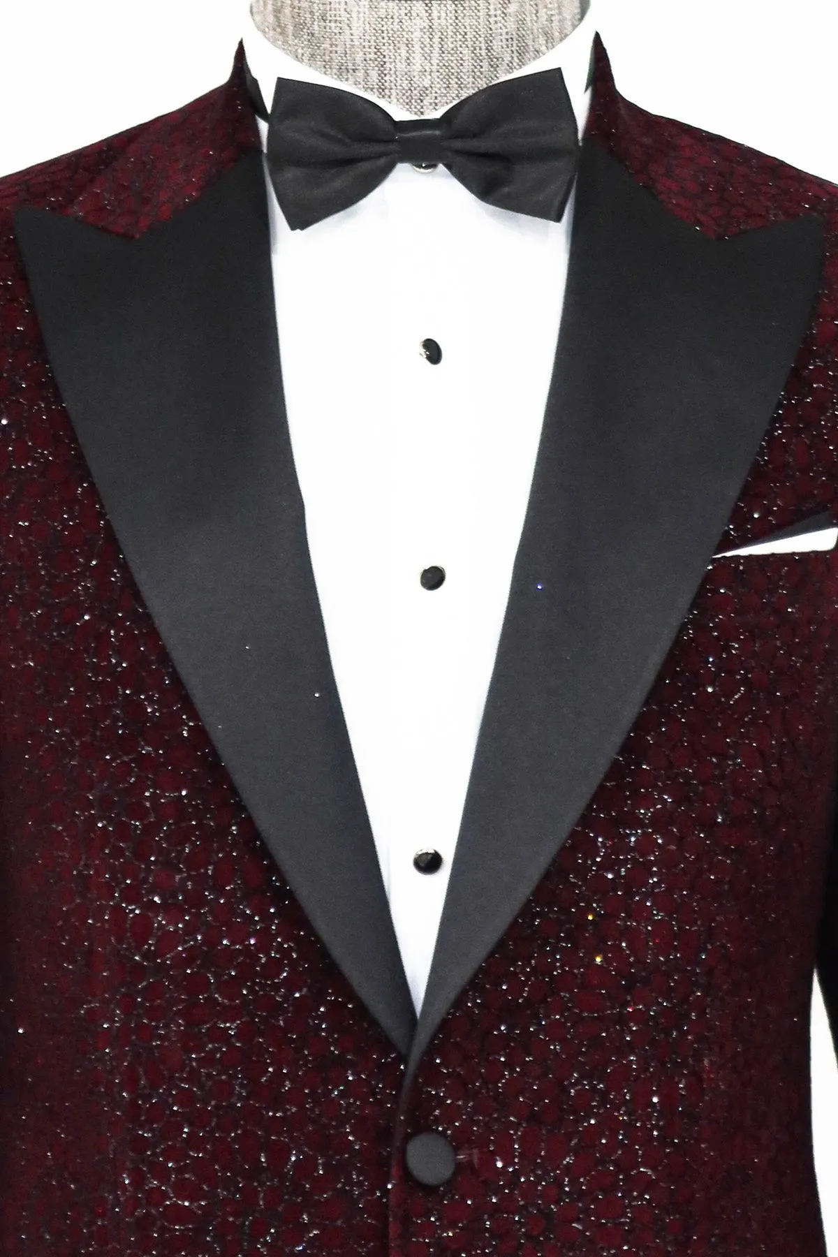 Glitter Floral Patterned Burgundy Men Party Blazer - Wessi sold by Wessi product image thumbnail 2