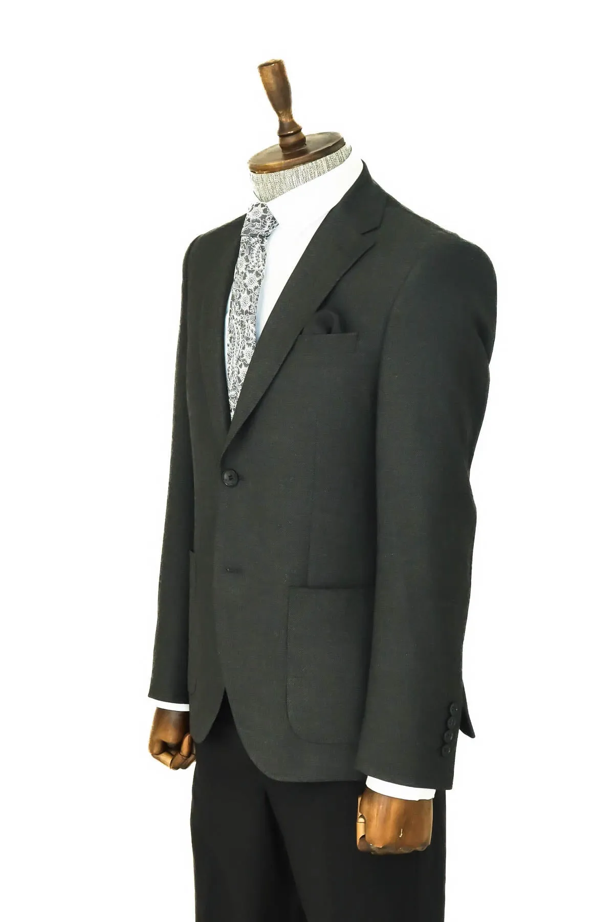 Textured Slim Fit Peak Lapel Anthracite Men Blazer - Wessi sold by Wessi product image thumbnail 4