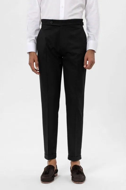 Men's Black High-Waist Regular Fit Pants - Wessi sold by Wessi
