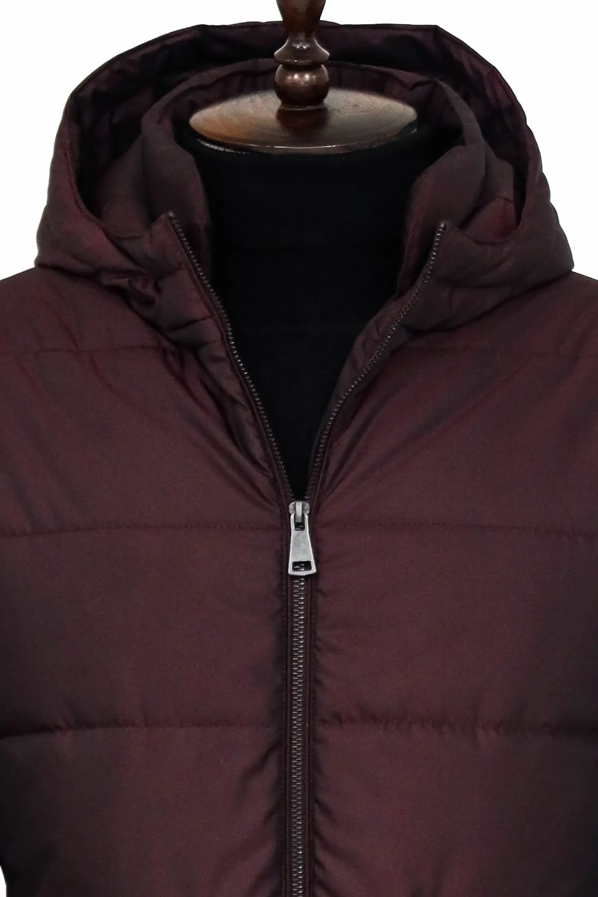 Slim Fit Hooded Burgundy Men Coat - Wessi sold by Wessi product image thumbnail 2