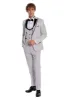 Velvet Lapel Vested Patterned Grey Men Tuxedo - Wessi sold by Wessi