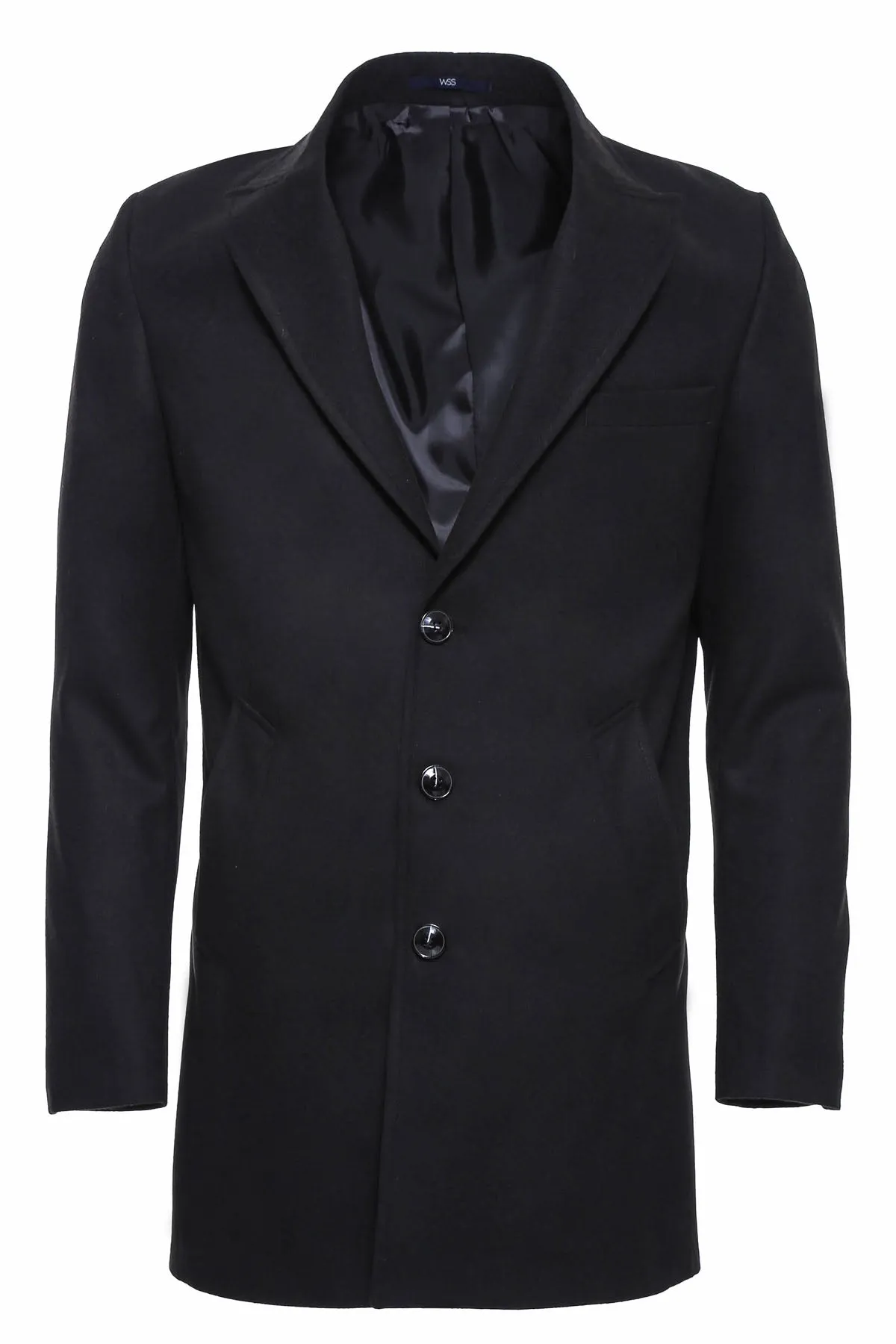 Wide Pointed Collar Over Knee Black Men Coat - Wessi sold by Wessi product image thumbnail 4