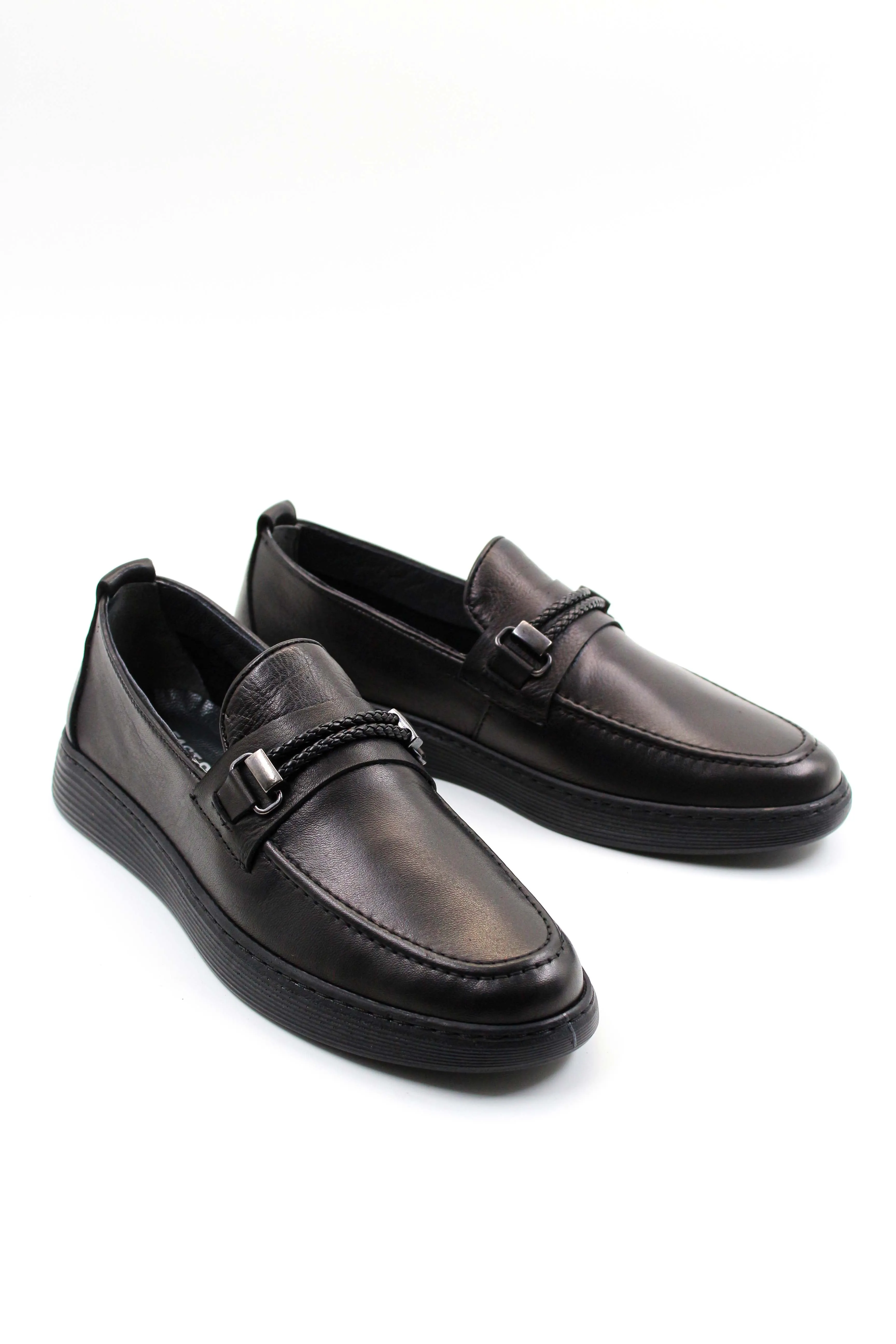 Men's Black Leather Buckle Loafers-Wessi sold by Wessi product image thumbnail 4