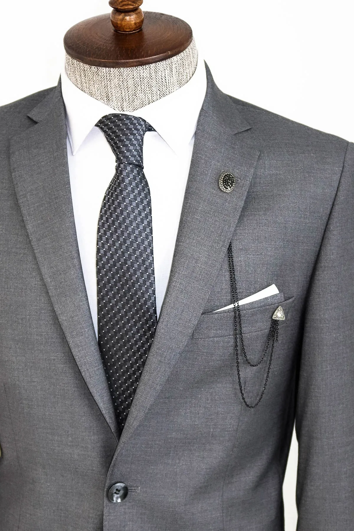 Two Buttons Two Piece Grey Men Suit - Wessi sold by Wessi product image thumbnail 2