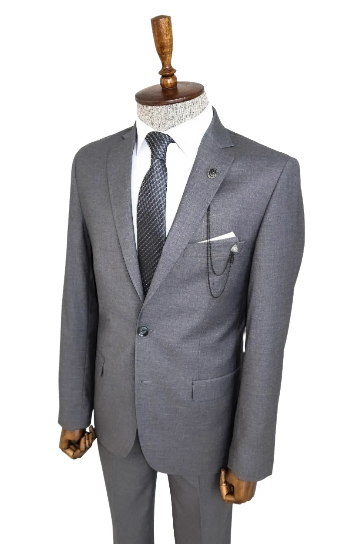 Two Buttons Two Piece Grey Men Suit - Wessi sold by Wessi product image thumbnail 3