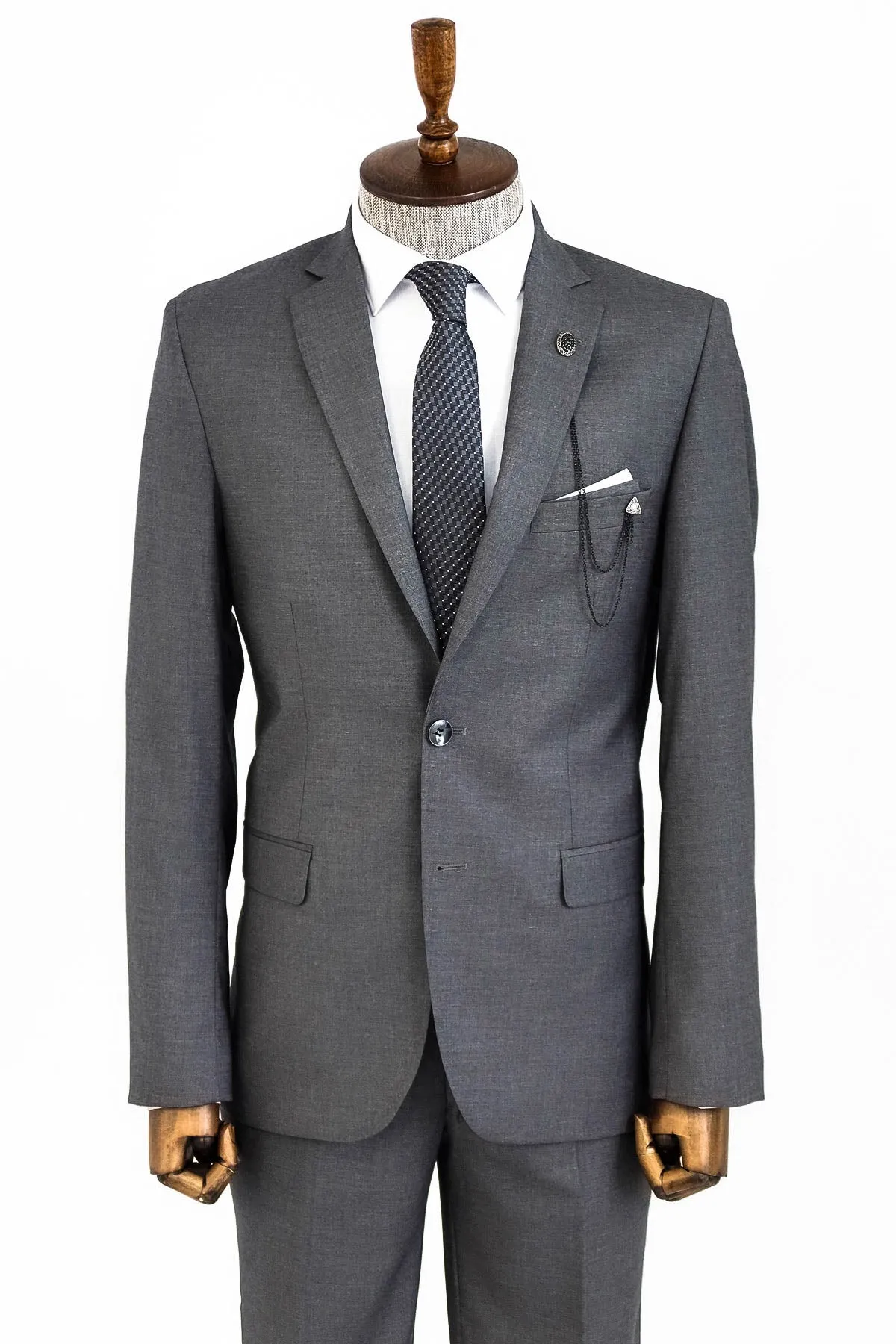 Two Buttons Two Piece Grey Men Suit - Wessi sold by Wessi