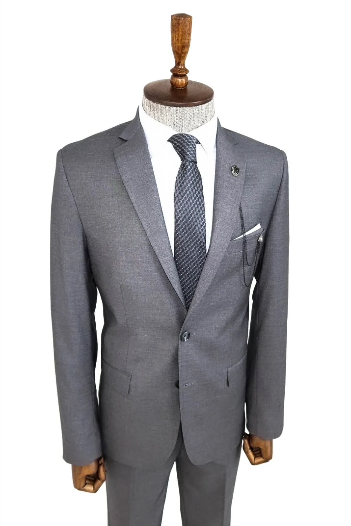 Two Buttons Two Piece Grey Men Suit - Wessi sold by Wessi product image thumbnail 4