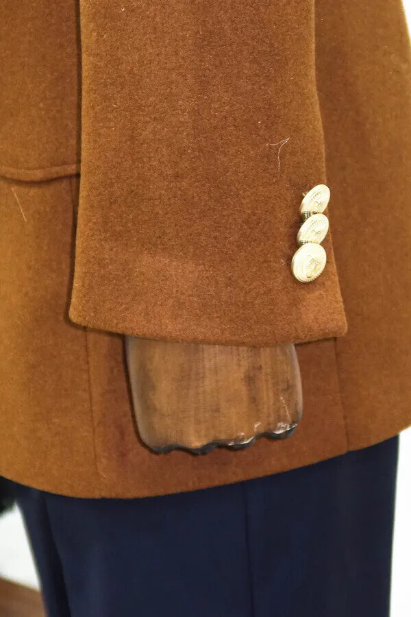 Metal Buttoned Double Breasted Tan Men Coat - Wessi sold by Wessi product image thumbnail 4