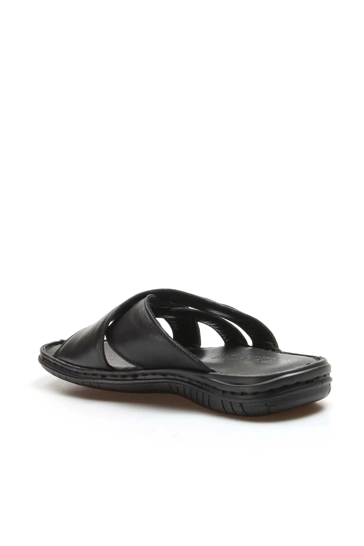 Men's Black Leather Crisscross Strap Slippers - Wessi sold by Wessi product image thumbnail 3