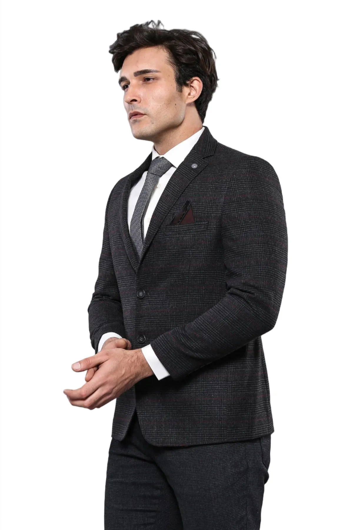 4 Drop Regular Cut Black Men Blazer - Wessi sold by Wessi product image thumbnail 3