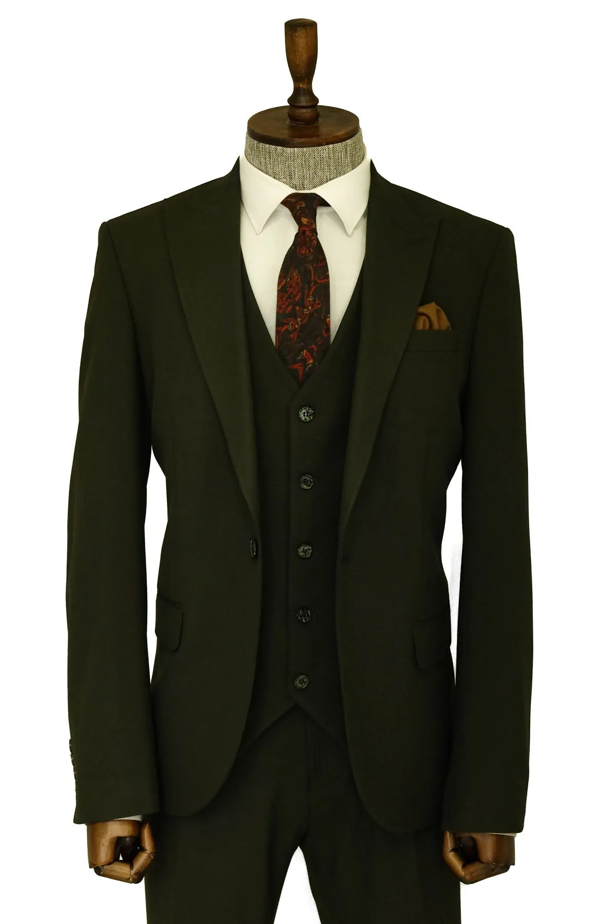 Three Piece Slim Fit Single Button Green Men Suit sold by Wessi