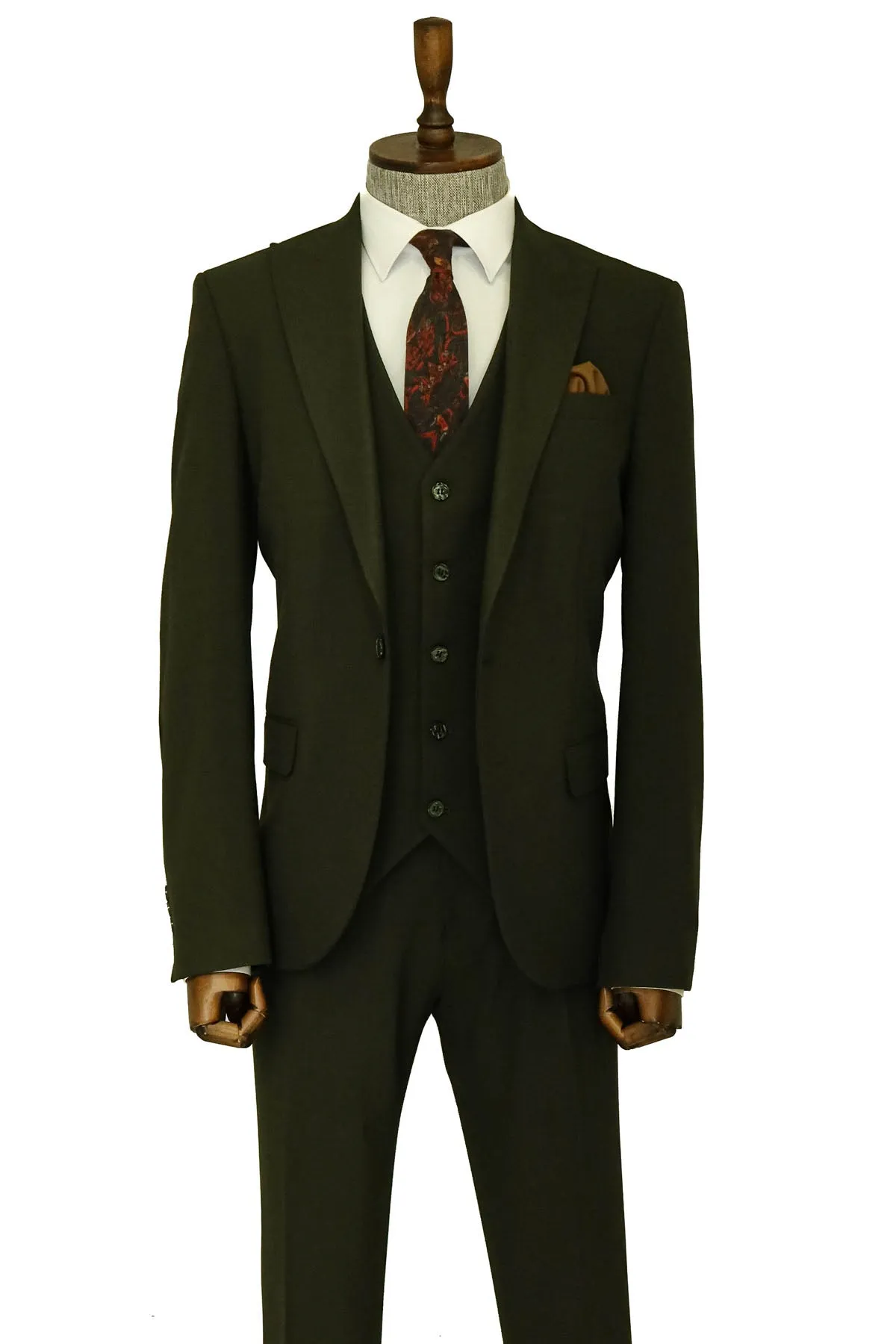 Three Piece Slim Fit Single Button Green Men Suit sold by Wessi product image thumbnail 3