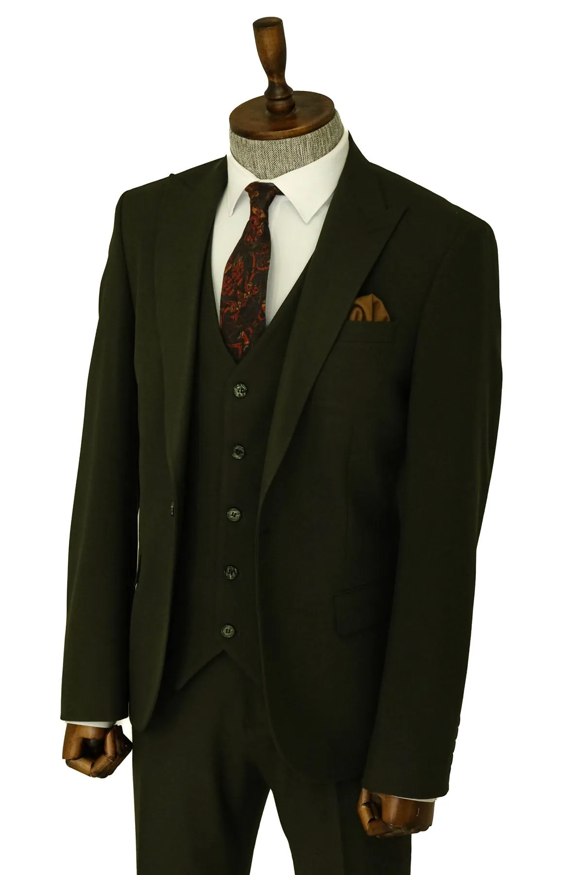 Three Piece Slim Fit Single Button Green Men Suit sold by Wessi product image thumbnail 4