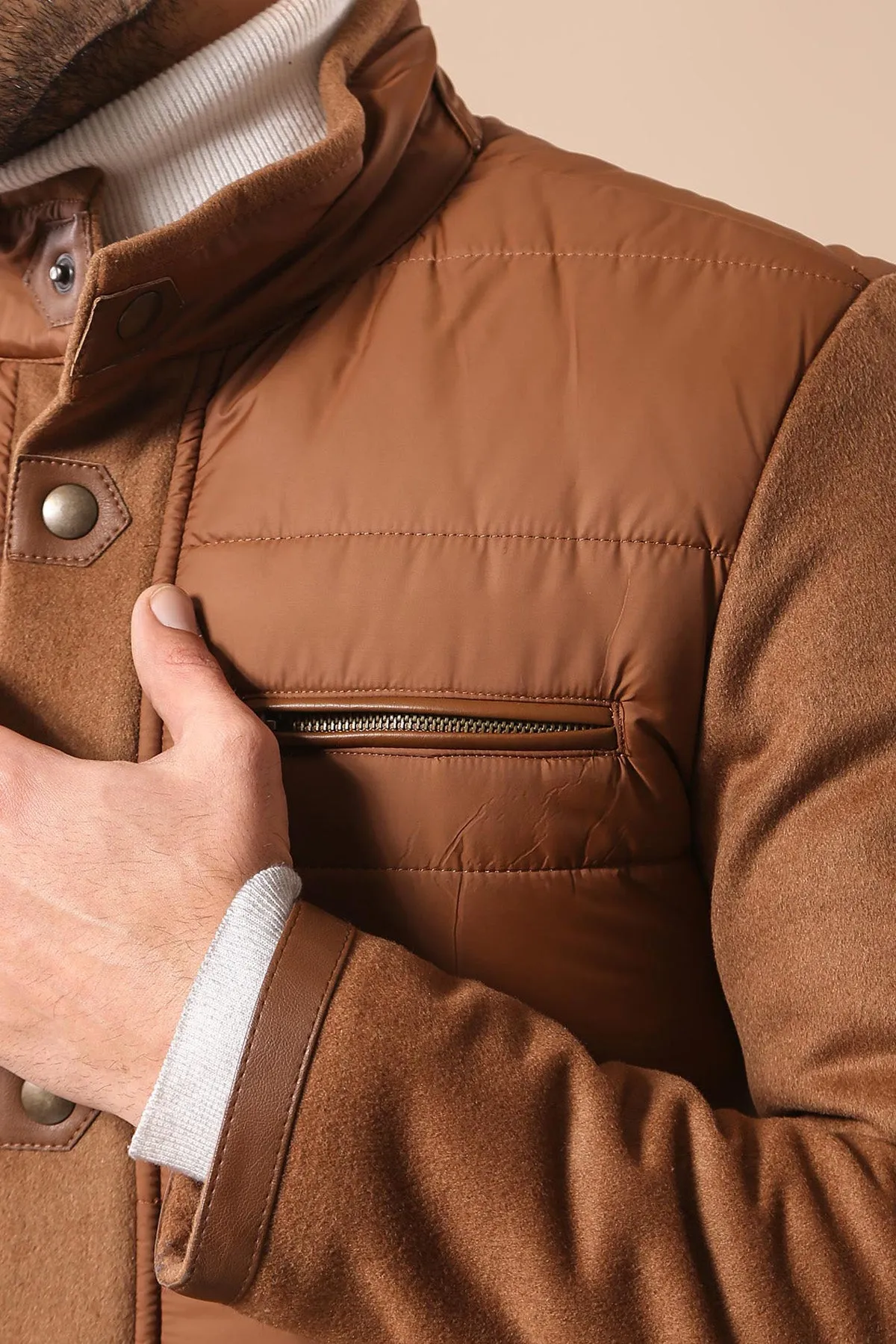 Standing Collar Zippered Men Quilted Coat - Wessi sold by Wessi product image thumbnail 2