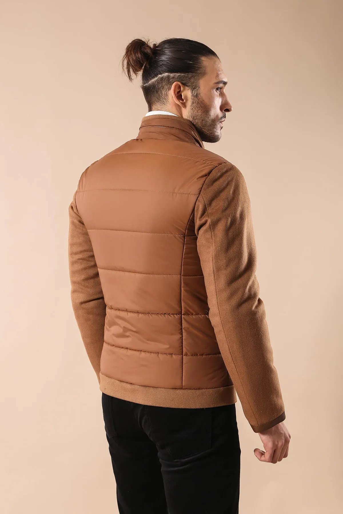 Standing Collar Zippered Men Quilted Coat - Wessi sold by Wessi product image thumbnail 3