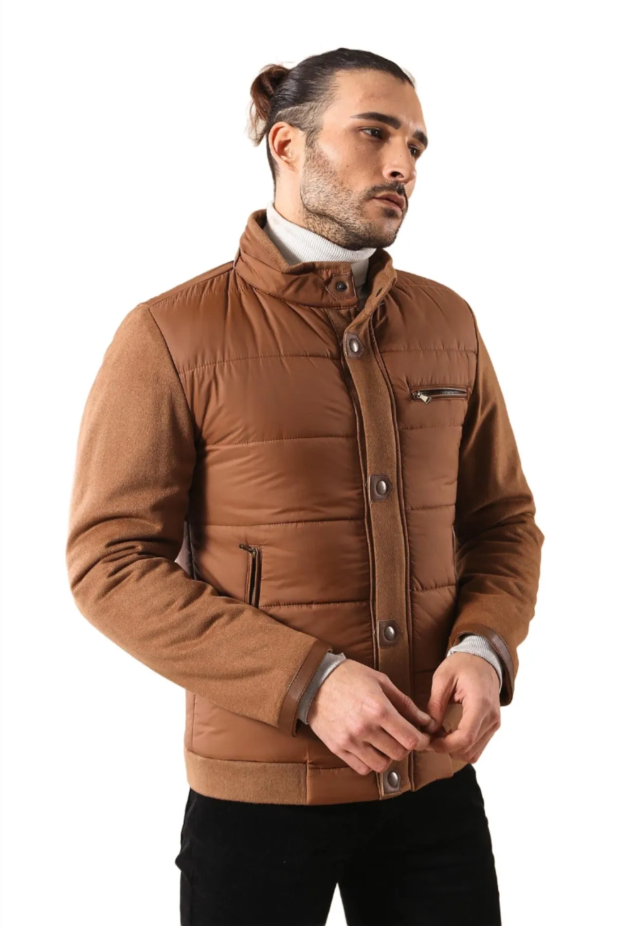 Standing Collar Zippered Men Quilted Coat - Wessi sold by Wessi