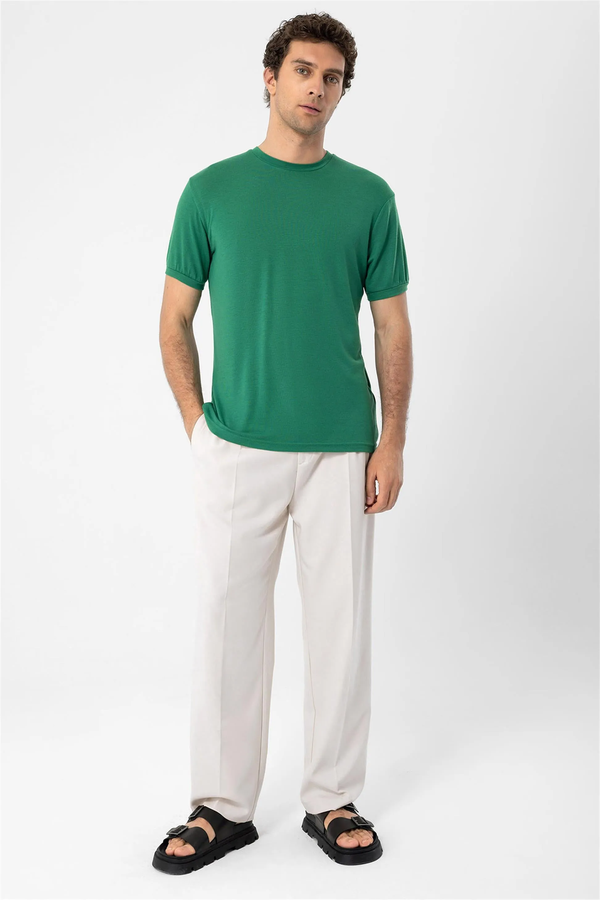 Men's Green Crew Neck T-Shirt - Wessi sold by Wessi product image thumbnail 2