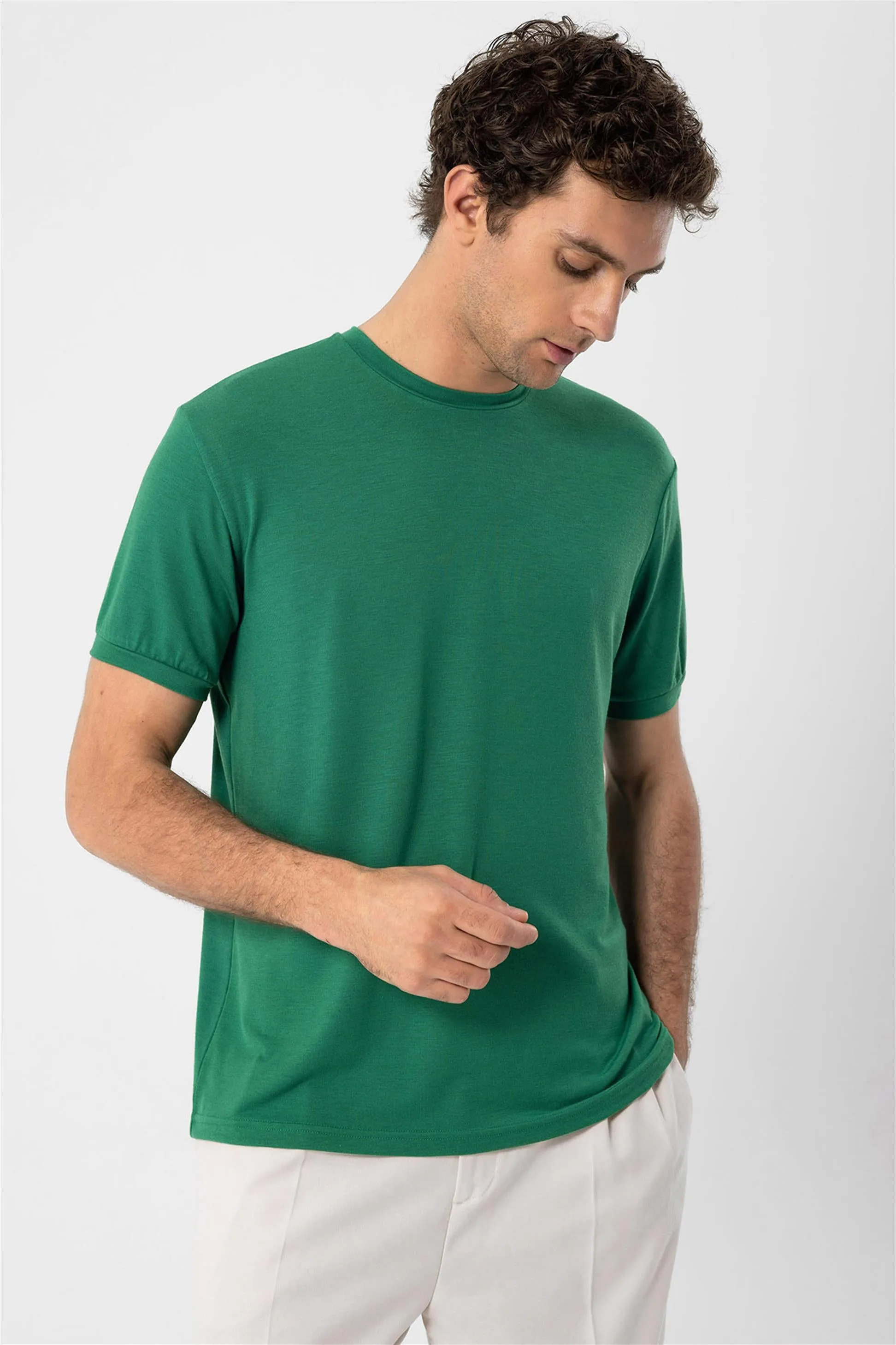 Men's Green Crew Neck T-Shirt - Wessi sold by Wessi product image thumbnail 3