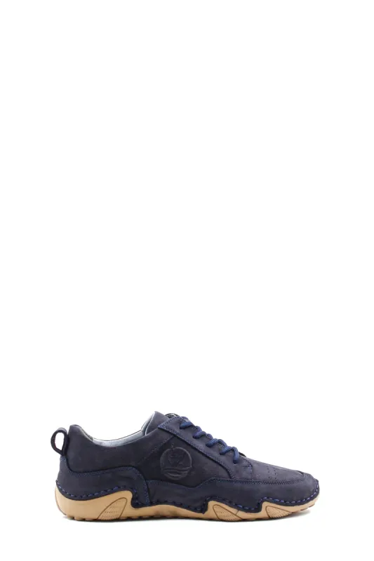 Men's Navy Blue Suede Casual Sneakers with Tan Sole - Wessi sold by Wessi