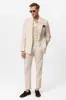 Men's Ecru-White Linen Blend Double-Breasted Jacket - Wessi sold by Wessi