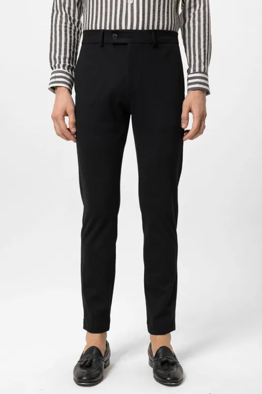 Men's Black High-Waisted Buckle Detail Relaxed Fit Pants - Wessi sold by Wessi