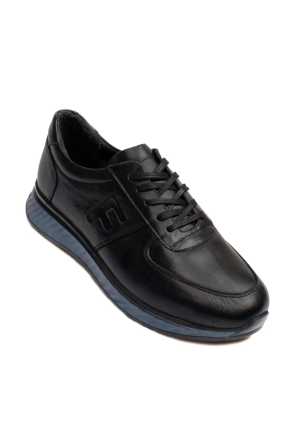 Men's Black Leather Casual Shoes with Blue Sole - Wessi sold by Wessi product image thumbnail 3