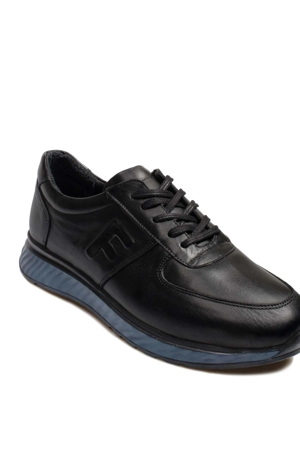 Men's Black Leather Casual Shoes with Blue Sole - Wessi sold by Wessi product image thumbnail 4