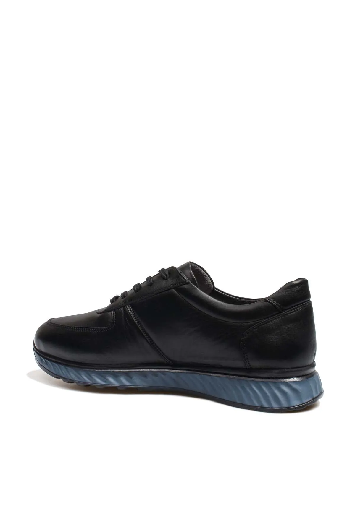 Men's Black Leather Casual Shoes with Blue Sole - Wessi sold by Wessi product image thumbnail 2