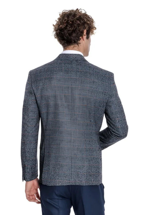 Checked Navy Blue Men Blazer - Wessi sold by Wessi product image thumbnail 4