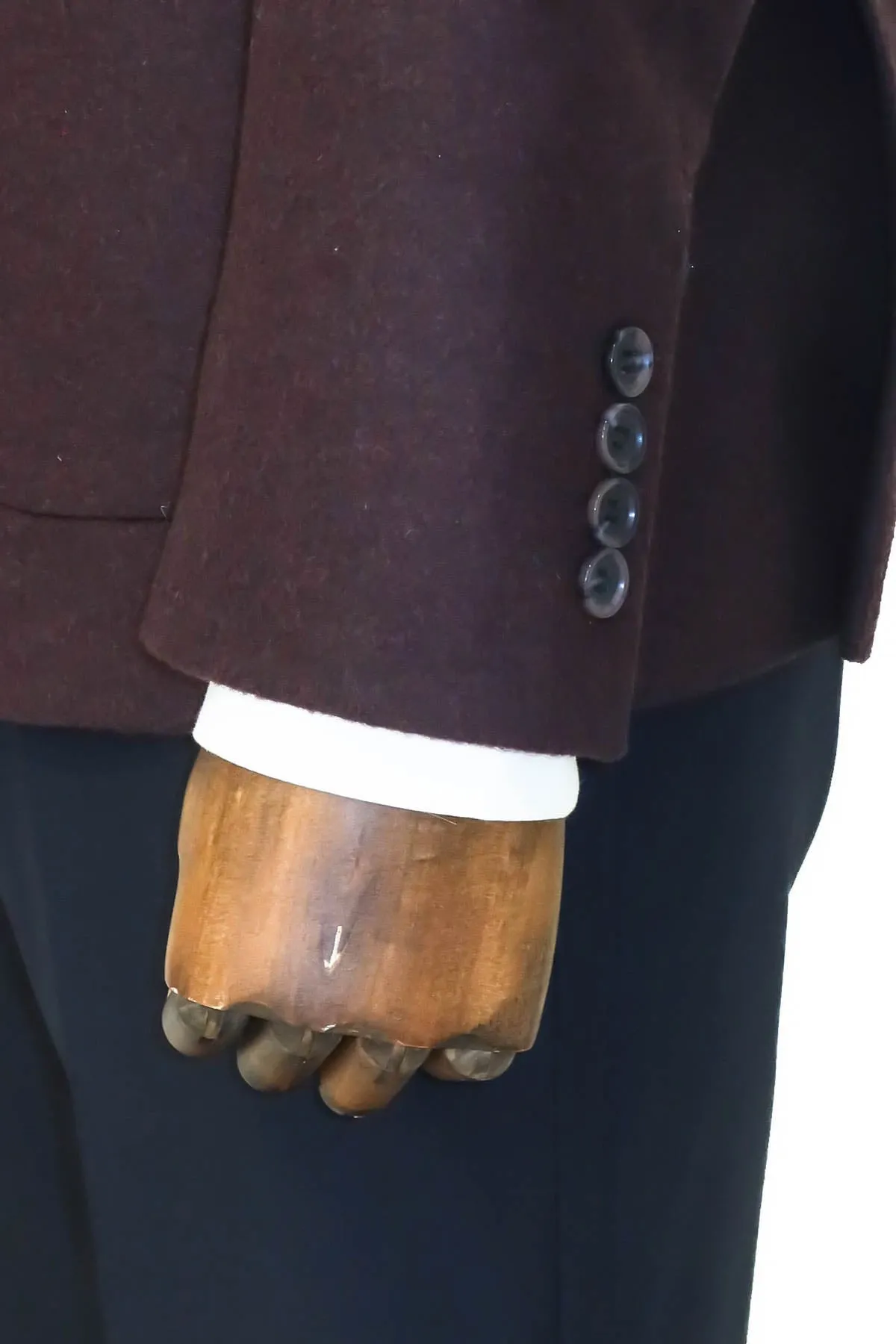 Slim Fit Plain Wide Lapel Burgundy Men Wool Blazer - Wessi sold by Wessi product image thumbnail 5