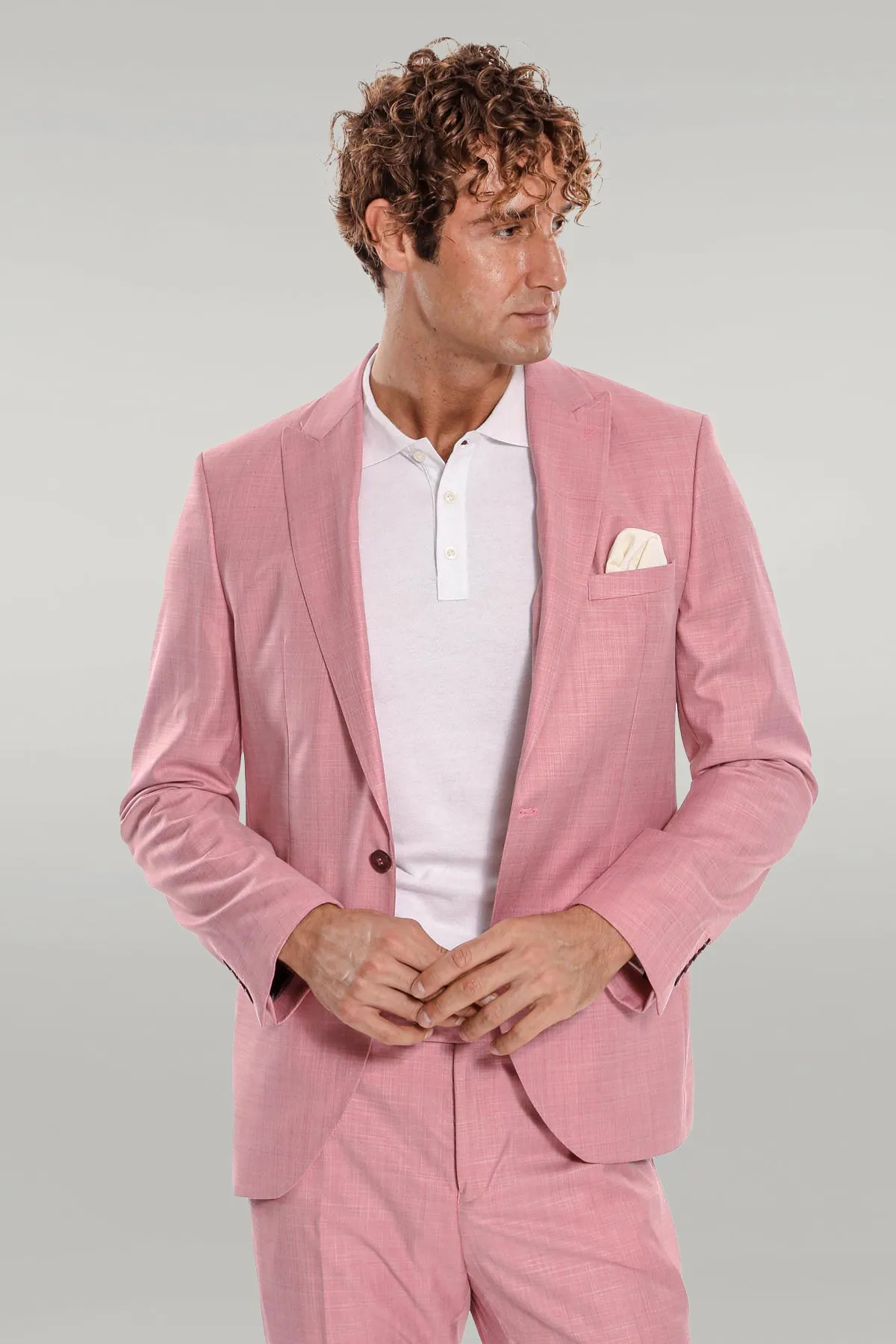 Patterned 2 Piece Slim Fit Pink Men Suit - Wessi sold by Wessi