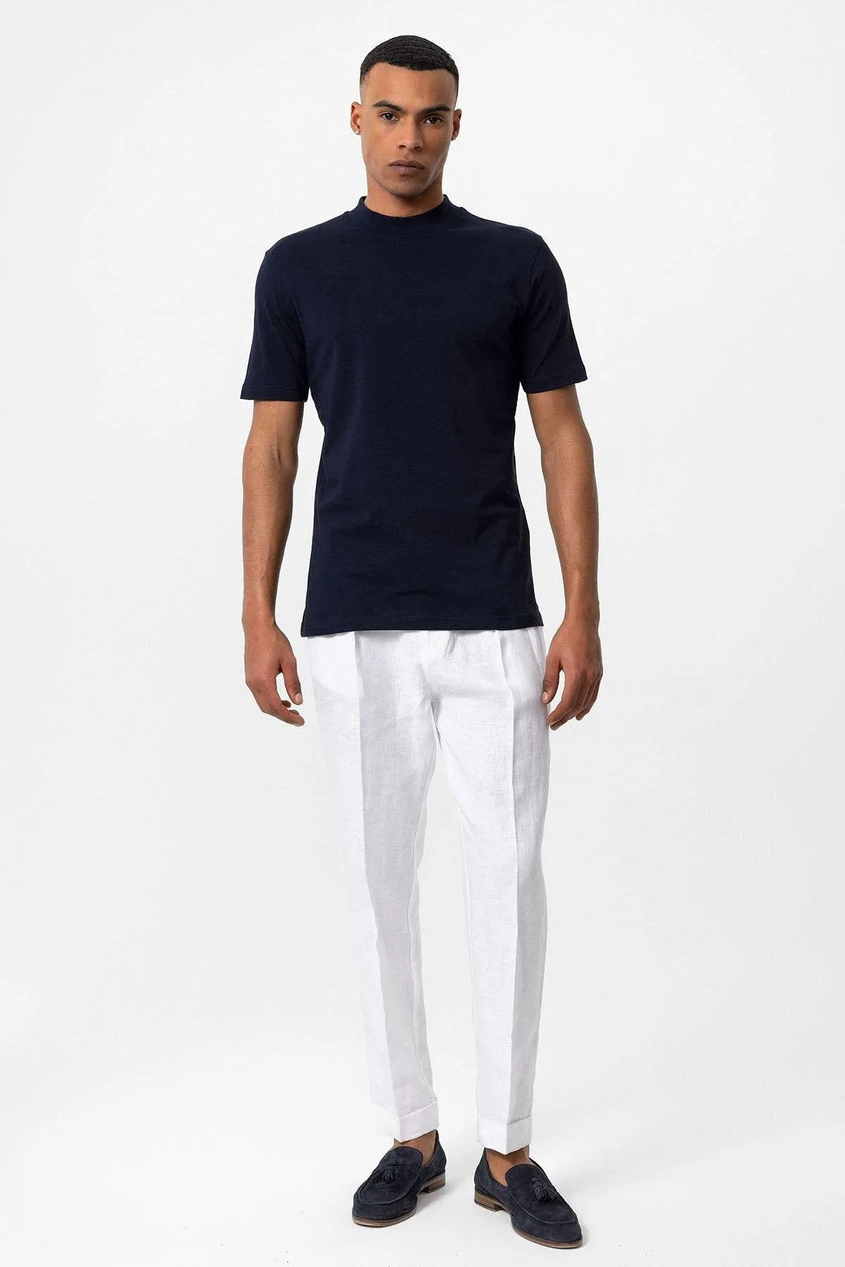 Navy Blue Slim Fit Basic T-Shirt - Wessi sold by Wessi product image thumbnail 3