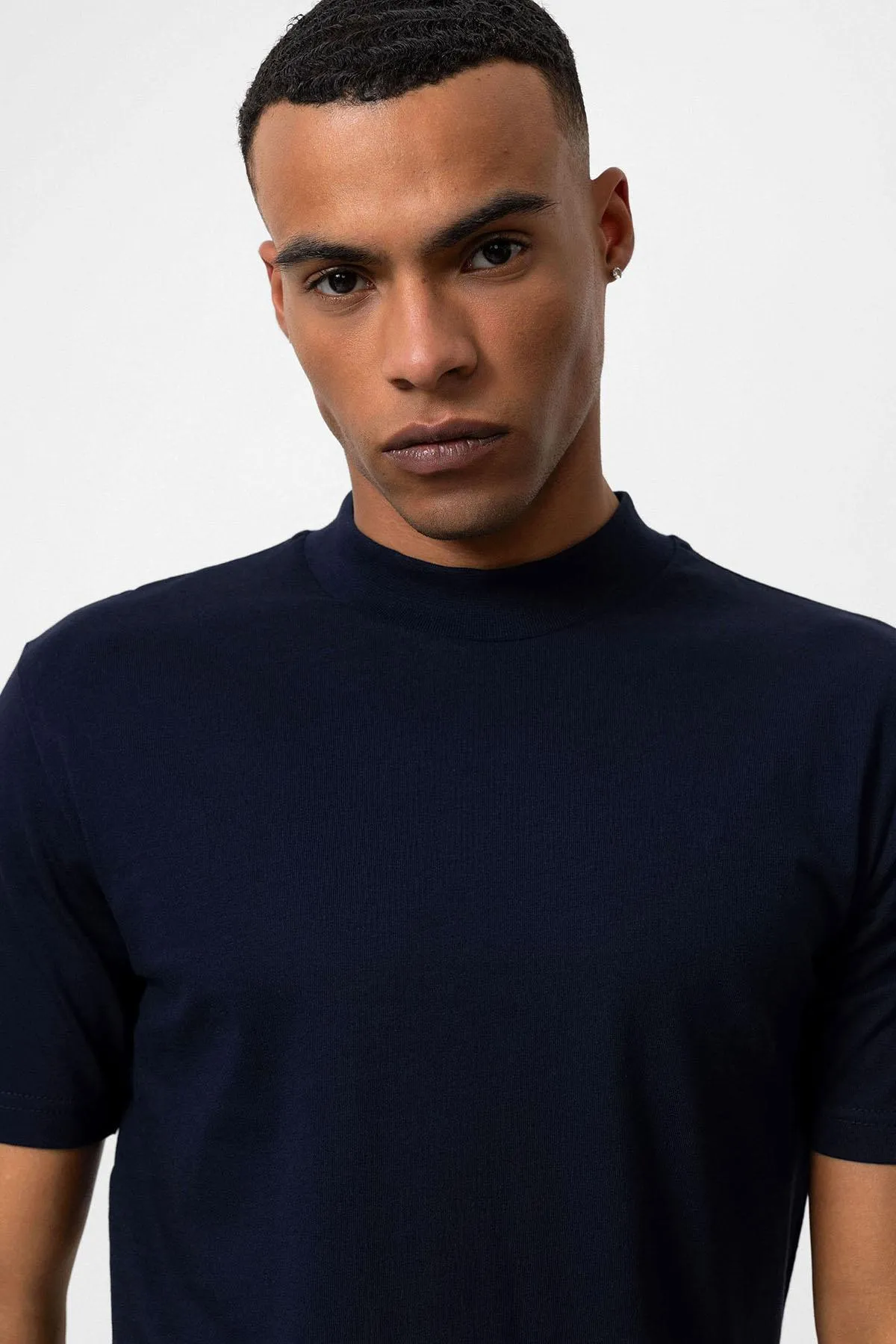 Navy Blue Slim Fit Basic T-Shirt - Wessi sold by Wessi product image thumbnail 5