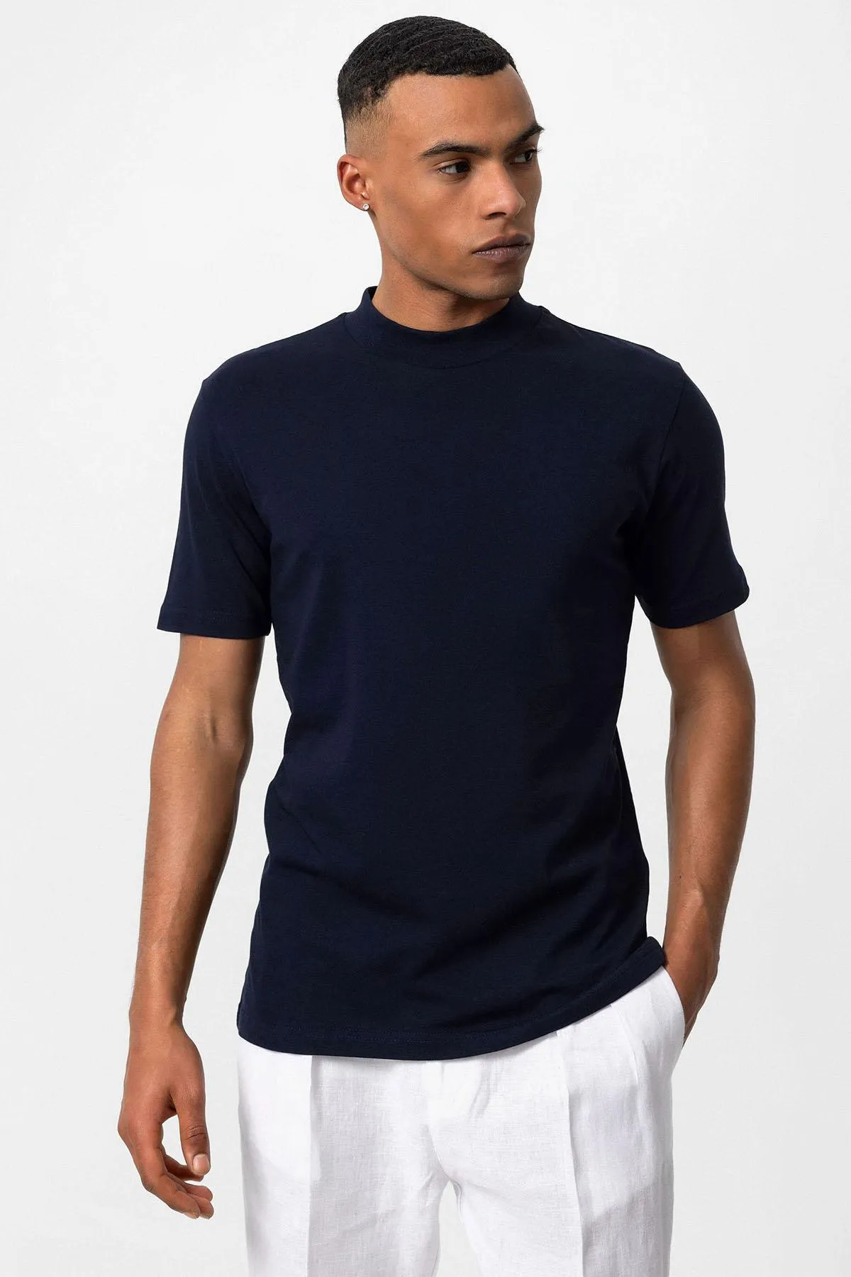 Navy Blue Slim Fit Basic T-Shirt - Wessi sold by Wessi product image thumbnail 4