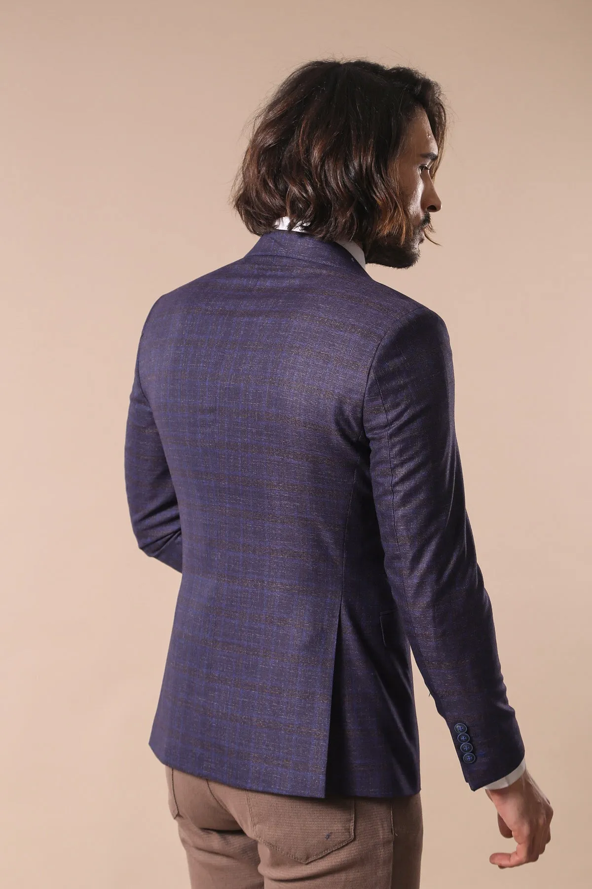 Double Breasted Plaid Burgundy Blazer - Wessi sold by Wessi product image thumbnail 3