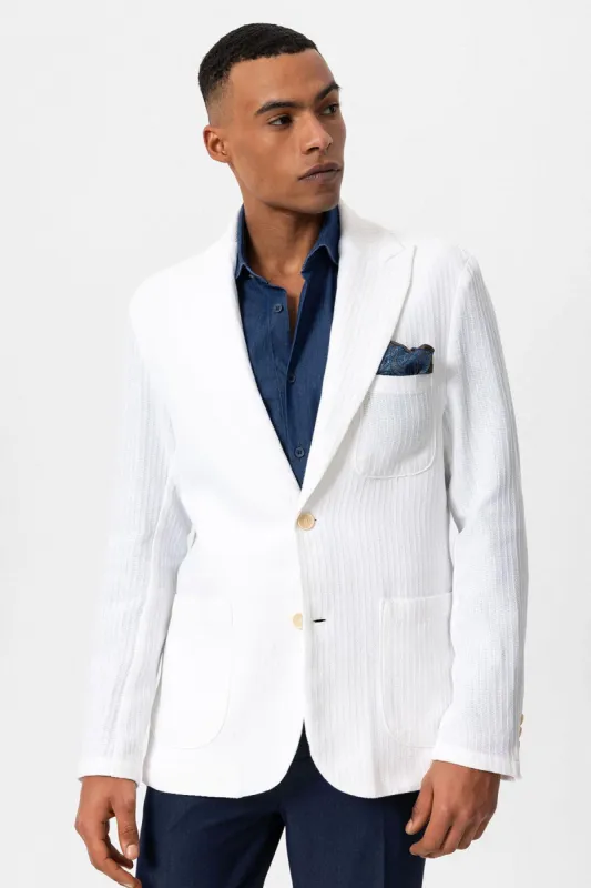 Ecru Unlined Men's Blazer Jacket with Bag Pockets - Wessi sold by Wessi