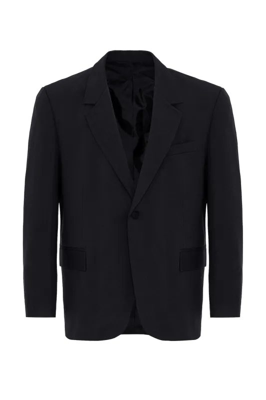 Black Single Button Closure Slim Fit Men's Jacket - Wessi sold by Wessi