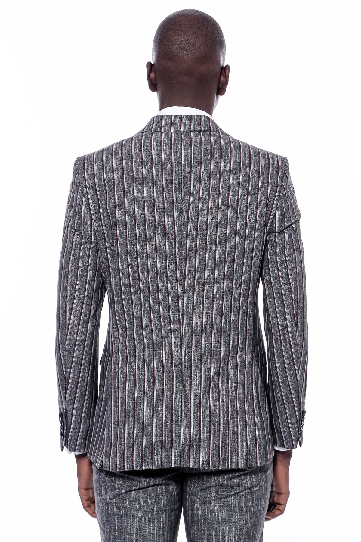 Striped Two Piece Grey Men Suit - Wessi sold by Wessi product image thumbnail 4